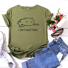JFUNCY Summer  Top Cute Cat Graphic T Shirts For Women