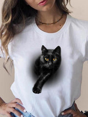 Print T Fashion 3d Cat Lovely Trend Cute Women