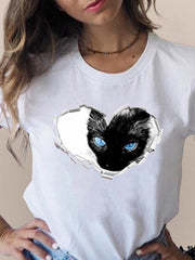 Print T Fashion 3d Cat Lovely Trend Cute Women