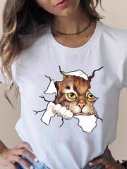 Print T Fashion 3d Cat Lovely Trend Cute Women