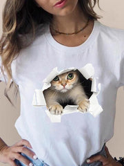 Print T Fashion 3d Cat Lovely Trend Cute Women