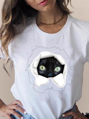 Print T Fashion 3d Cat Lovely Trend Cute Women