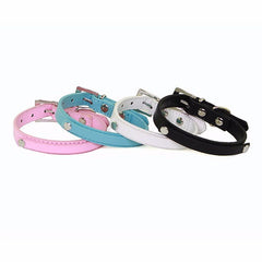 Leather Personalized Pet Cat Dog Puppy Name  Collars with 10MM Rhinestone Letters