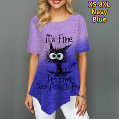 New 3D Printed Animal Cat T-shirt For Women