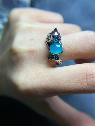 cat shape women gemstone ring