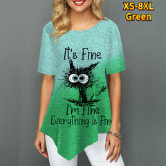 New 3D Printed Animal Cat T-shirt For Women
