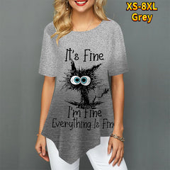 New 3D Printed Animal Cat T-shirt For Women